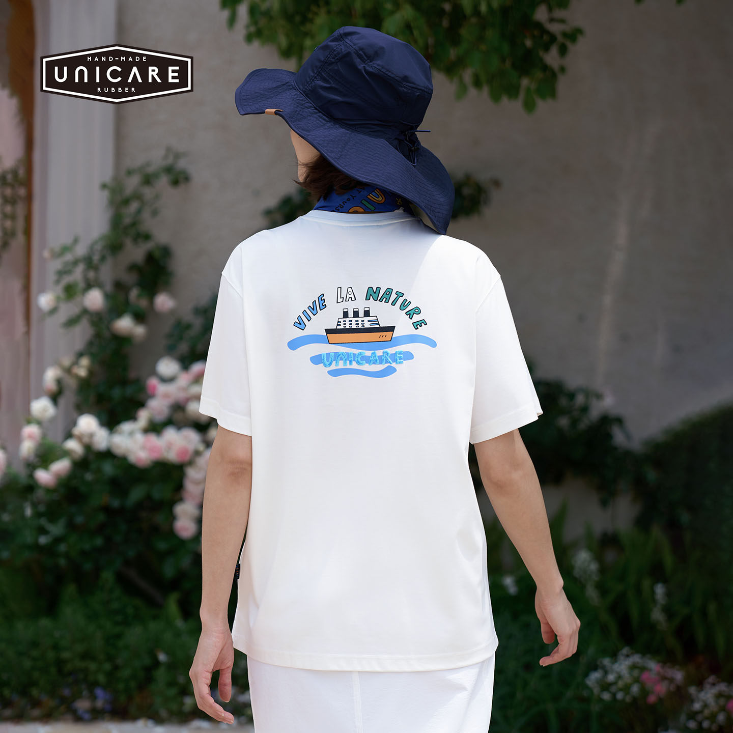 UNICARE复古手绘T恤男女春夏 舒适透气运动休闲户外短袖2026新品图片
