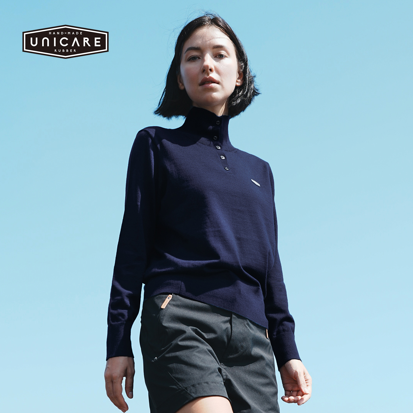 UNICARE半开领针织套头衫 长袖T恤 春秋冬舒适百搭打底衫上衣2025