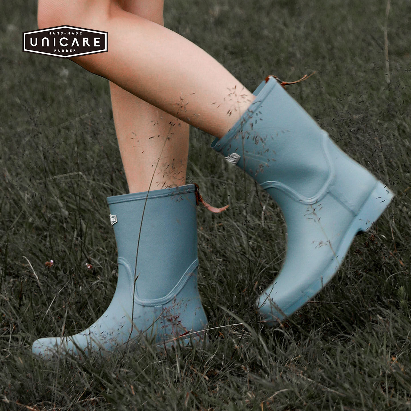 UNICARE雨鞋女时尚款外穿 欧美中筒雨靴防水防滑胶鞋 户外涉水鞋
