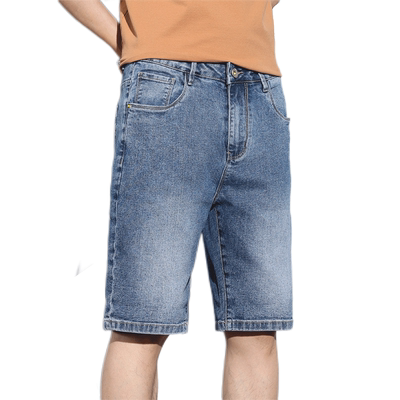 夏季薄款宽松直筒五分牛仔短裤