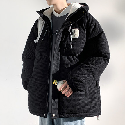 羊羔毛棉衣男款冬季加绒加厚外套晋江棉服2024新款保暖连帽棉袄子