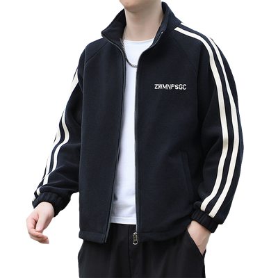 鹿致男士摇粒绒运动青年棉外套