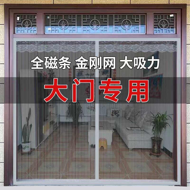 别墅大门防蚊门帘魔术贴夏季2024新款高档农村纱窗磁铁条强力磁吸