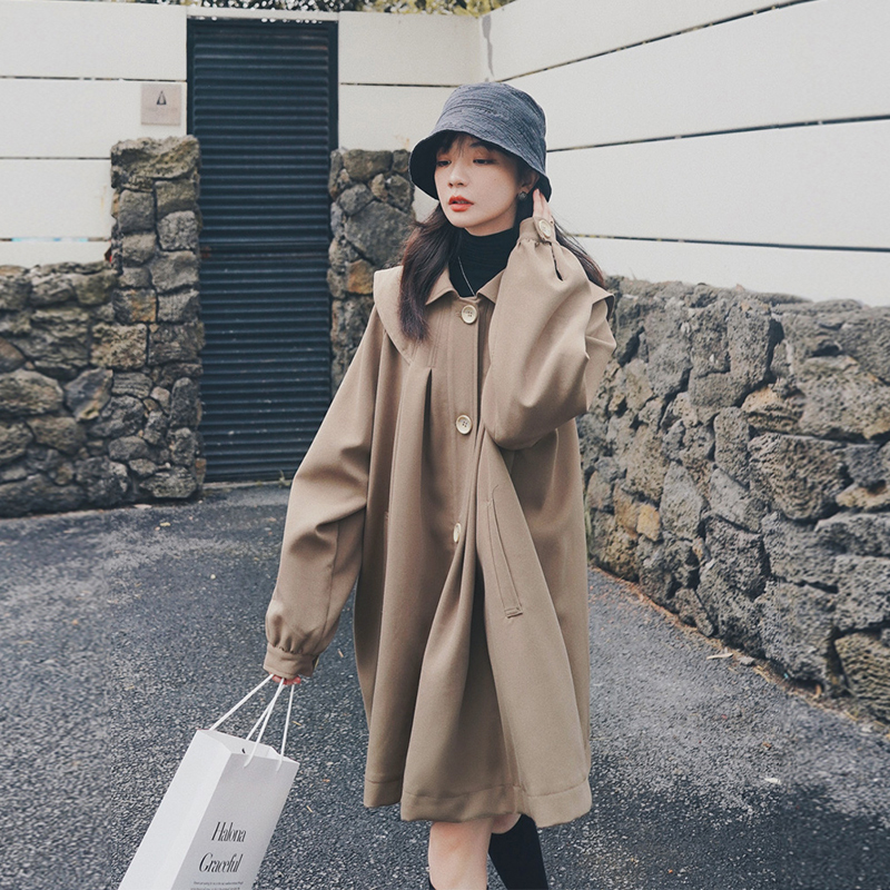 风衣女2021年早秋装新款韩版气质宽松设计感小众小个子大衣外套冬