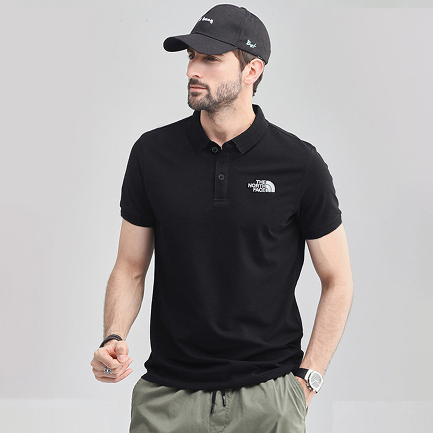 2026春夏新款TheNorthFace北面短袖T恤男户外运动翻领宽松POLO衫