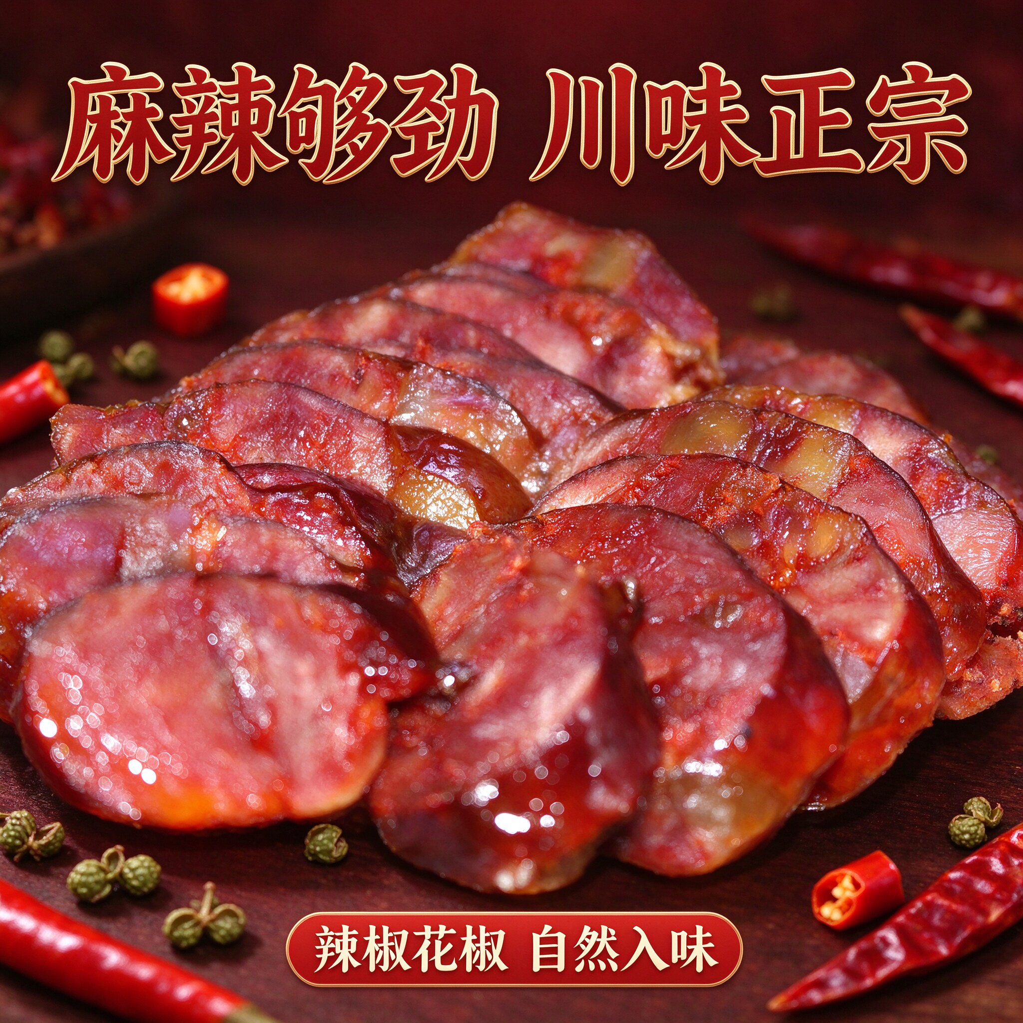 正宗四川麻辣香肠农家自制烟熏腊味腊肠川味四川特产腊肉肠包邮