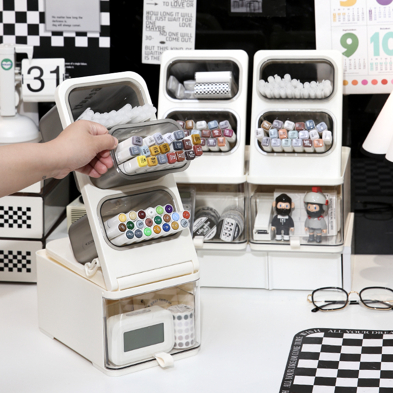 多层带抽屉书桌文具置物架