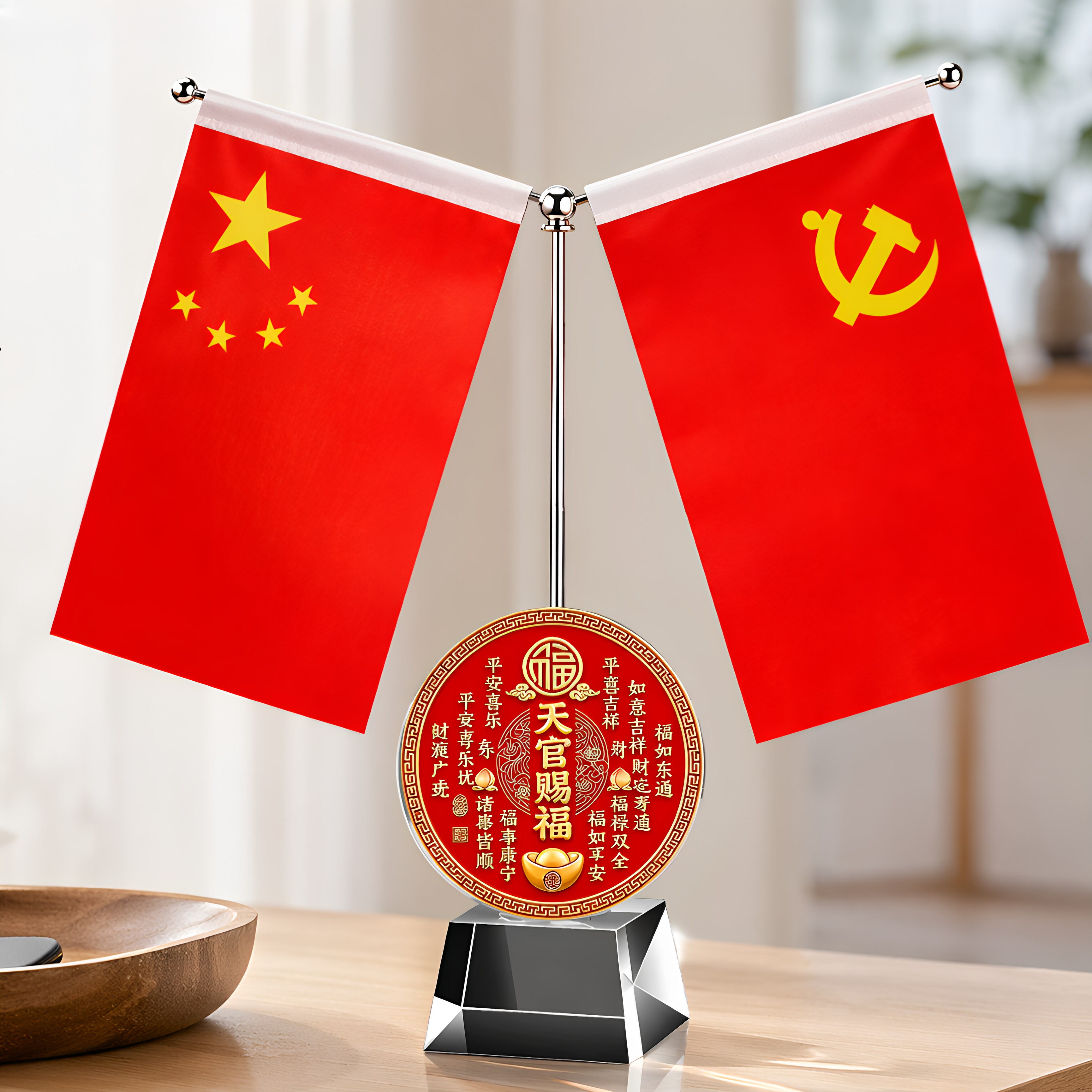 红旗摆件办公室风生水起镇宅客厅玄关商铺家用摆设开店乔迁吉祥礼