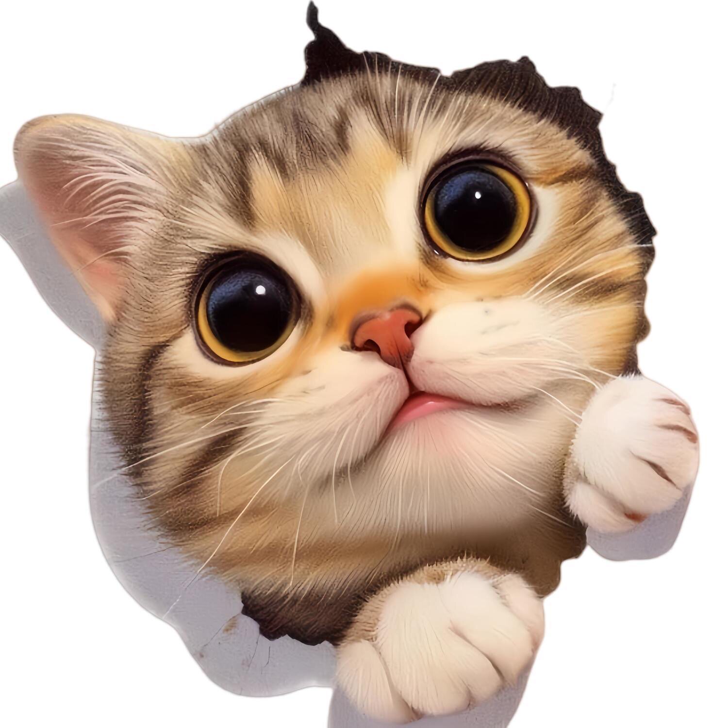 可爱创意3D小猫贴纸自带胶