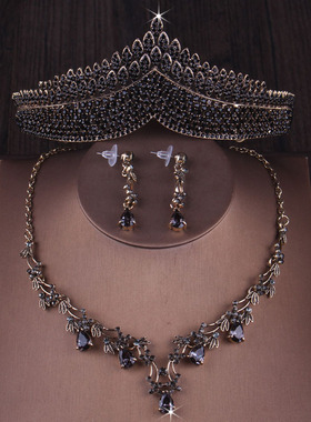 网红新娘套链结婚饰品黑色经典