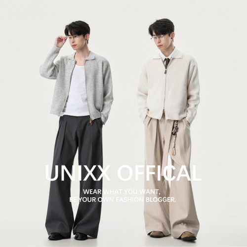 Unixx春羊毛混纺极简双拉链针织