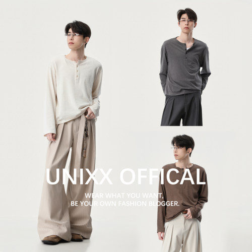 Unixx春夏亚麻莱赛尔Row系亨利衫