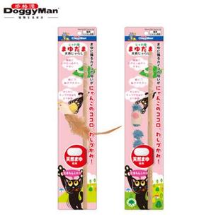 日本多格漫Doggyman猫咪蚕茧逗猫棒 逗猫杆 长绳木杆天然蚕茧