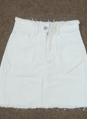 C3482白色半身裙牛仔裙女夏季百搭潮~林子外贸【全店任3件包邮】