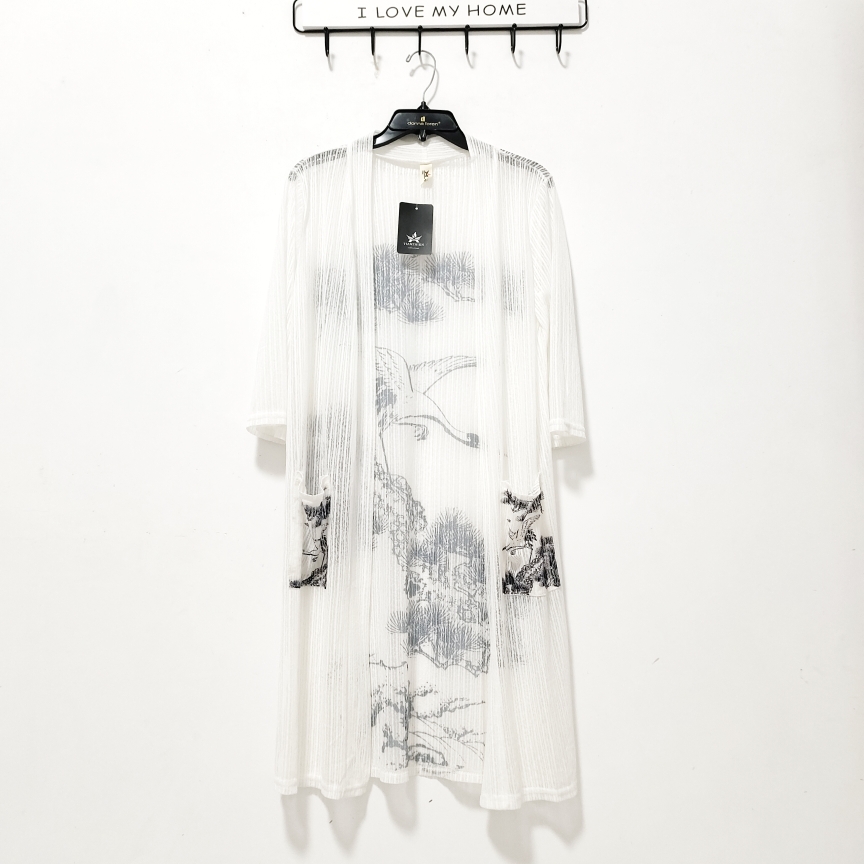 3353-2中长款开衫外套白色女