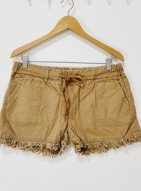 C3474大码休闲短裤女裤夏系带松紧腰~林子外贸【全店任3件包邮】