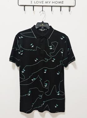 C3396黑色翻领POLO衫男士短袖上衣夏~林子外贸【全店满3件包邮】