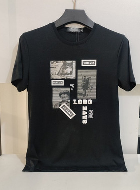 清仓特价C3555外贸男士T恤夏季短袖黑色休闲上衣潮【满3件包邮】