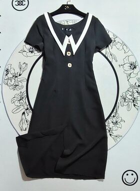 3031法式连衣裙女黑色赫本风夏季