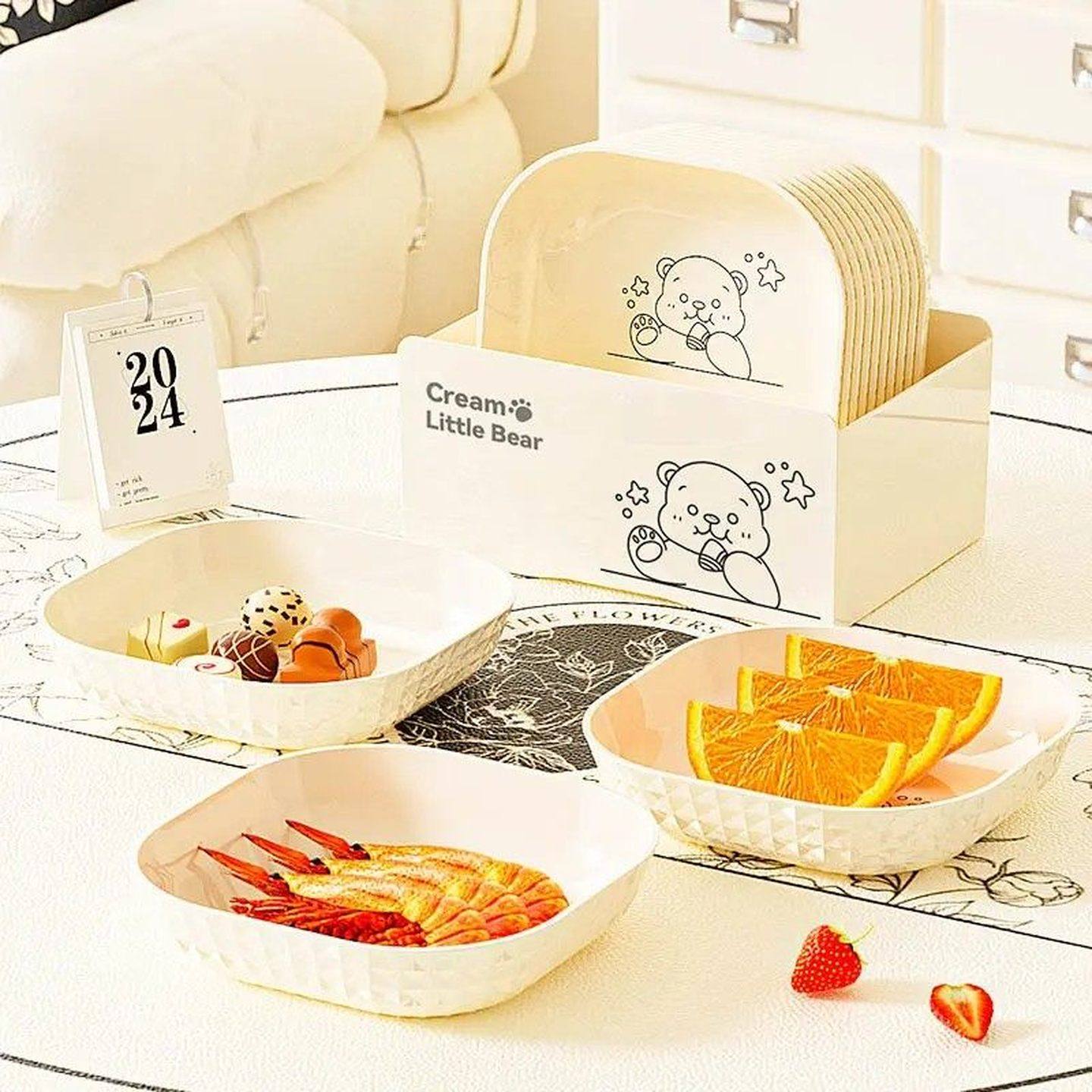 家用卡通小熊吐骨碟家用食品级高端垃圾盘干果塑料小盘子垃圾渣盘,餐饮具,碟,淘宝优惠券,粉丝福利购,淘宝优惠卷