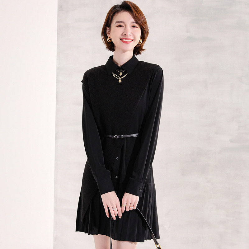 SHIRT DRESS WOMENS 2021 SUMMER NEW TEMPERAMENT TWO-PIECE SUIT WAIST SMALL MAN LONG SLEEVE FRENCH DRESS GODDESS FAN