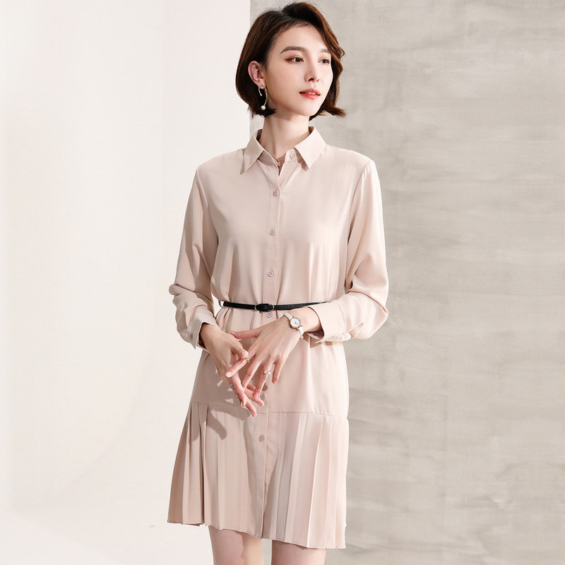 SHIRT DRESS WOMENS 2021 SUMMER NEW TEMPERAMENT TWO-PIECE SUIT WAIST SMALL MAN LONG SLEEVE FRENCH DRESS GODDESS FAN