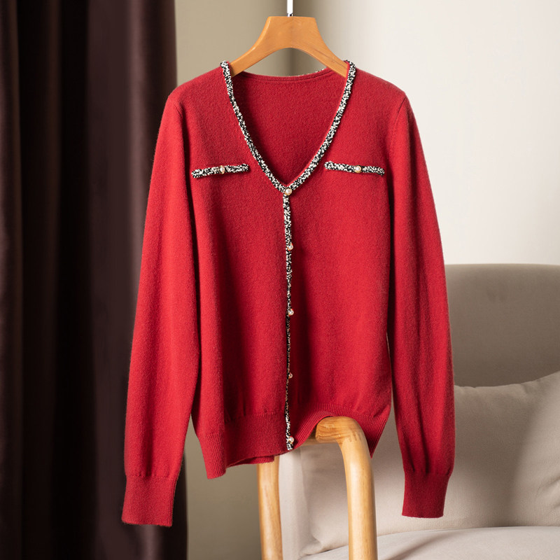 여성용 울 바닥 스웨터 2021 가을 겨울 새로운 캐주얼 한국 스타일 느슨한 V 넥 내부 및 외부 바닥 니트 스웨터