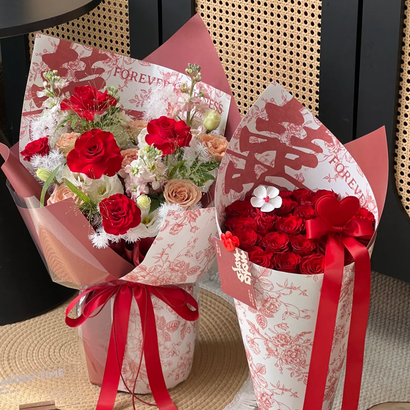 婚礼双喜字红色浪漫包装纸欧式鲜花复古花艺花束红茶印花包花纸,鲜花速递/花卉仿真/绿植园艺,花艺包装纸,淘宝优惠券,粉丝福利购,淘宝优惠卷