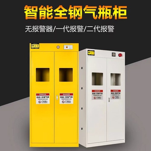 全钢气瓶柜双瓶实验室安全柜单瓶报警器乙炔氮气氢气体钢瓶储存柜