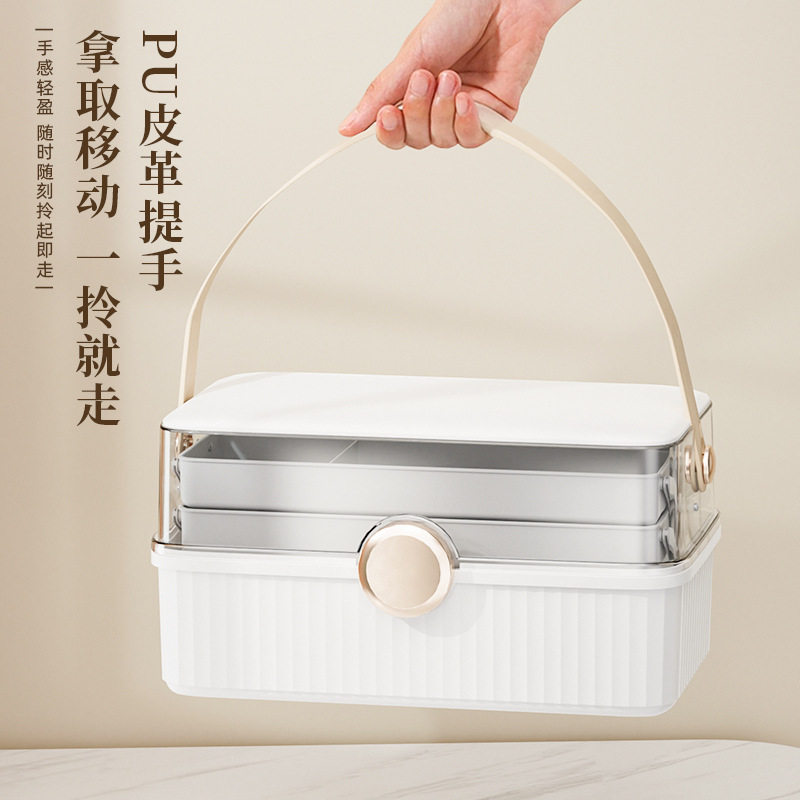 化妆品收纳盒大容量塑料桌面收纳箱带盖防尘口红超大号置物盒