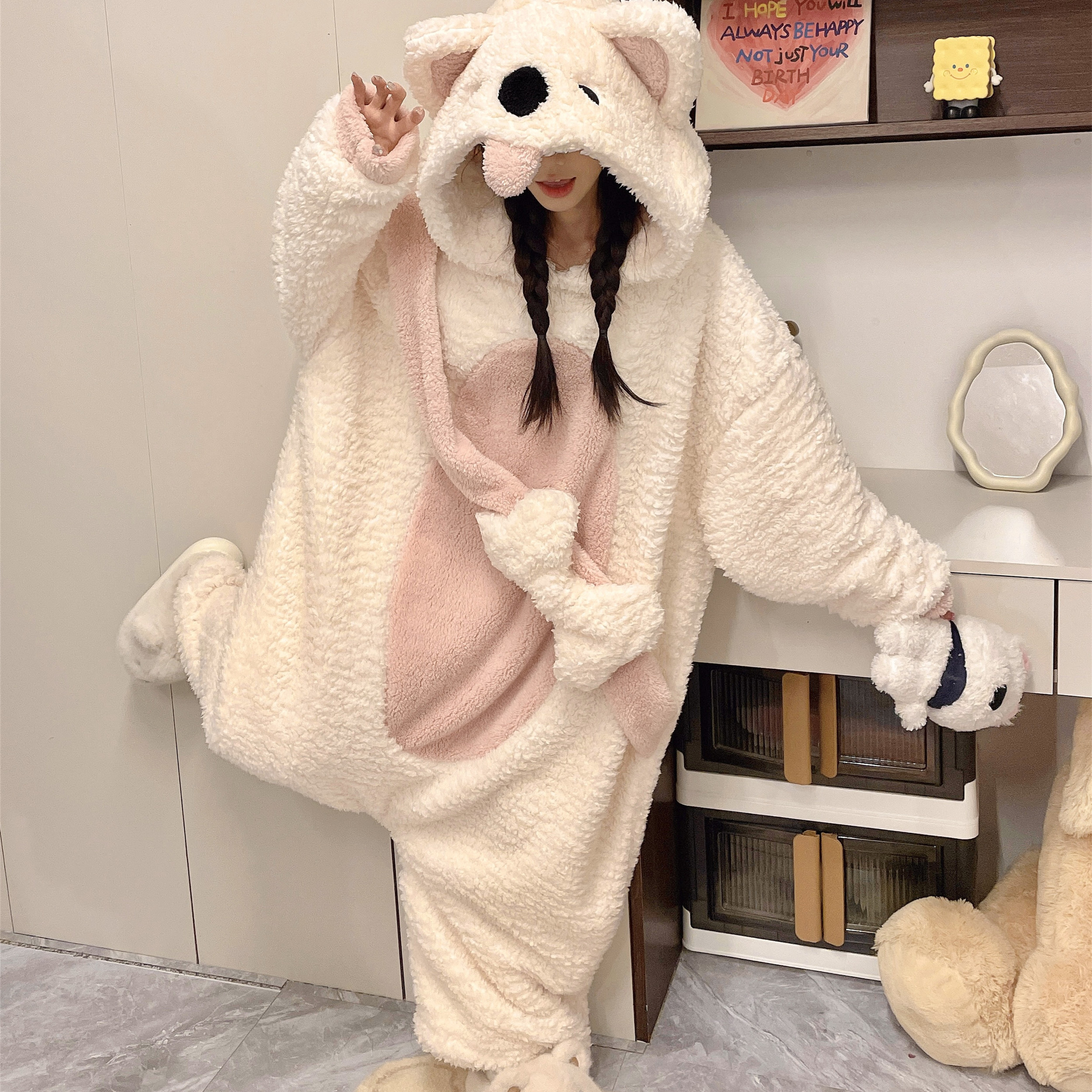 搞怪连体服睡衣情侣冬季珊瑚绒
