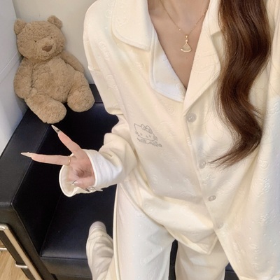 德绒HelloKitty睡衣女冬季带胸垫