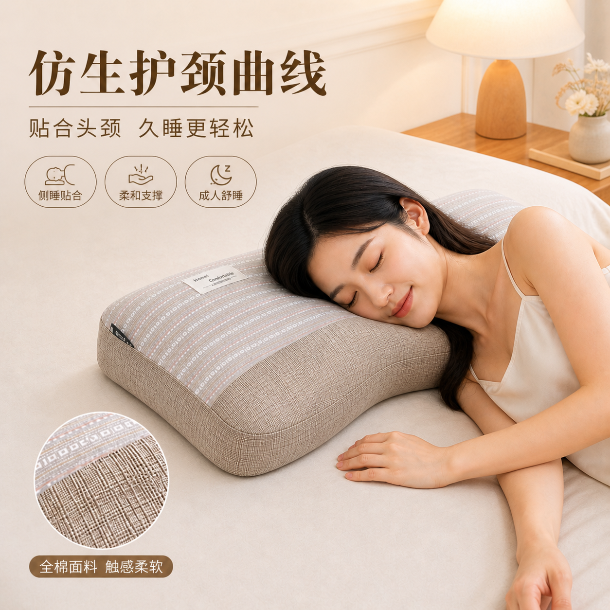 2026新款全棉荞麦枕头家用单人护颈椎睡眠专用枕承认助睡觉枕芯