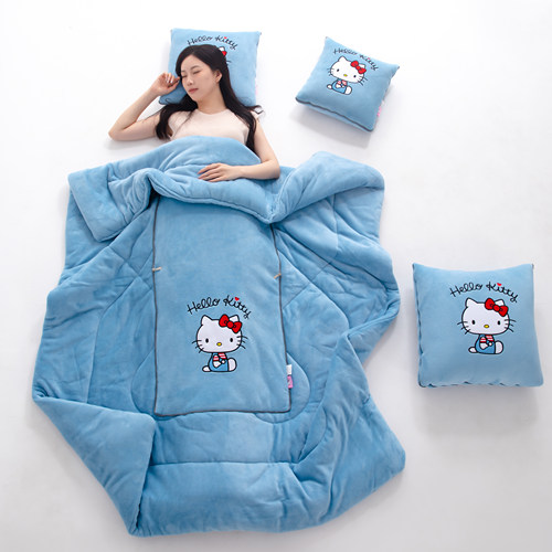 hellokitty牛奶绒抱枕被子两用