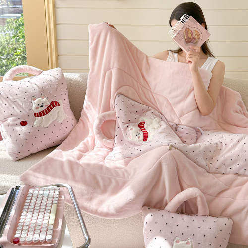 【加厚】牛奶绒抱枕被子两用午睡