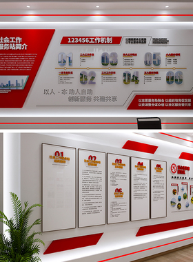 社工站文化墙源文件，社区社工站文化墙素材，社区文化墙设计素材