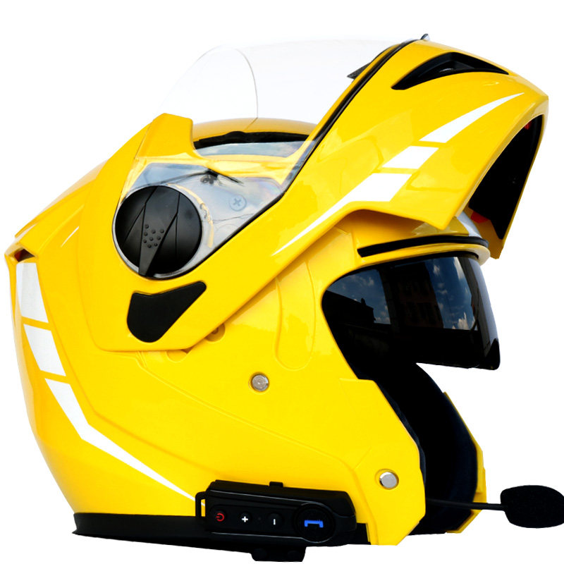 蓝牙头盔 摩托车蓝牙头盔 双镜片揭面盔 一体化设计 带对讲 FM