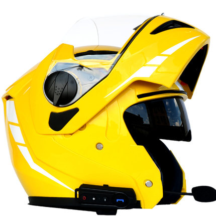 蓝牙头盔 摩托车蓝牙头盔 双镜片揭面盔 一体化设计 带对讲 FM