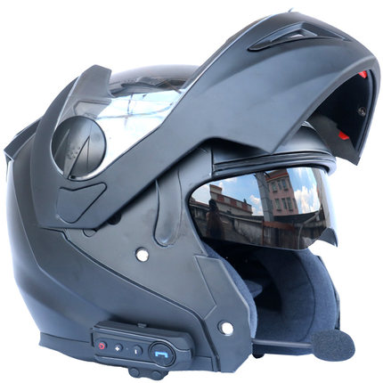 蓝牙头盔 摩托车蓝牙头盔 双镜片揭面盔 一体化设计 带对讲 FM