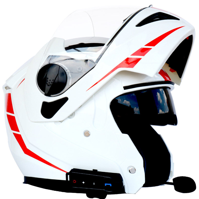 蓝牙头盔 摩托车蓝牙头盔 双镜片揭面盔 一体化设计 带对讲 FM