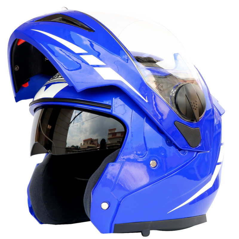 蓝牙头盔 摩托车蓝牙头盔 双镜片揭面盔 一体化设计 带对讲 FM