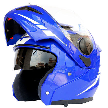 蓝牙头盔 摩托车蓝牙头盔 双镜片揭面盔 一体化设计 带对讲 FM