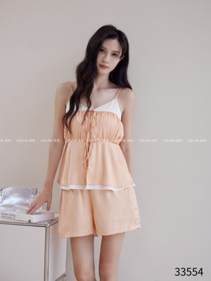 睡衣女士仿真丝冰雪丝丝绸纯欲风吊带短裤性感时尚家居服套装