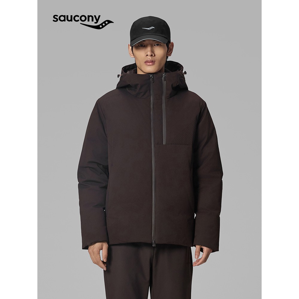 Saucony索康尼男户外运动休闲斜纹定位提花面料保暖羽绒服
