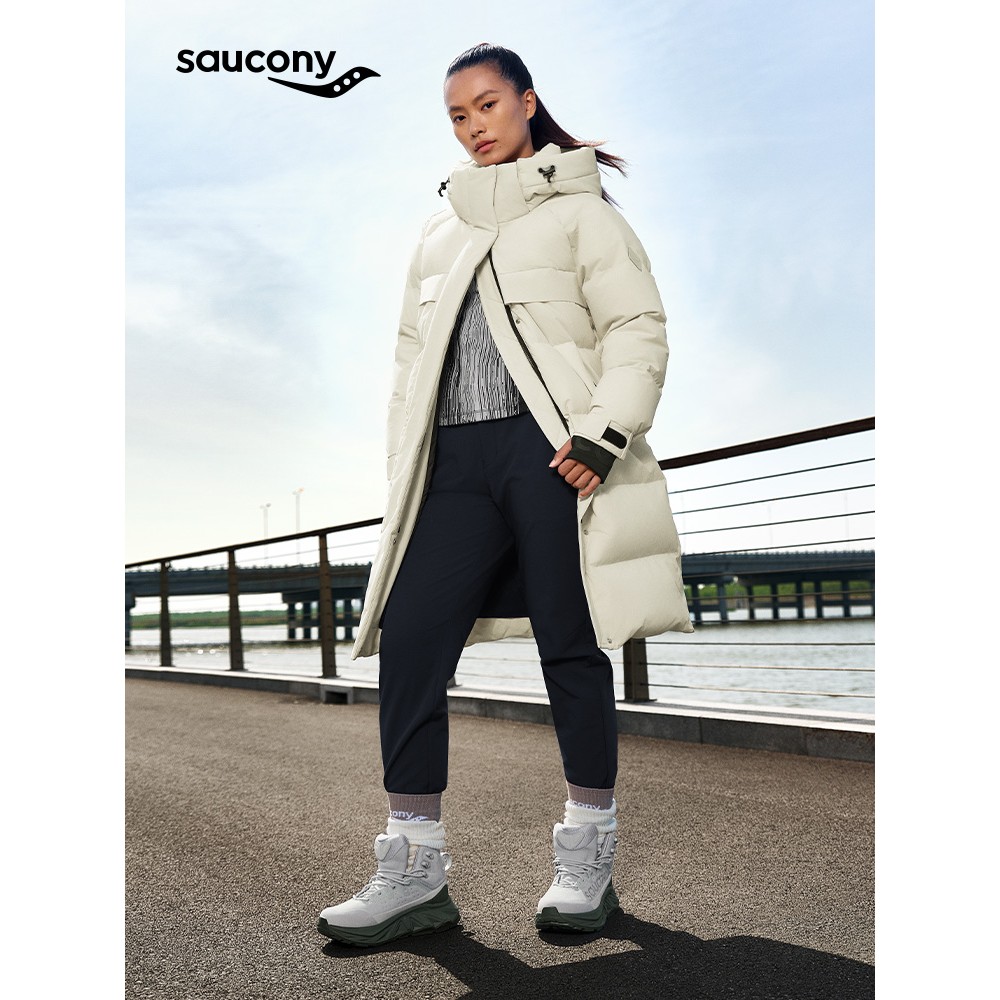 Saucony索康尼女都市生活H型梭织长款宽松羽绒服