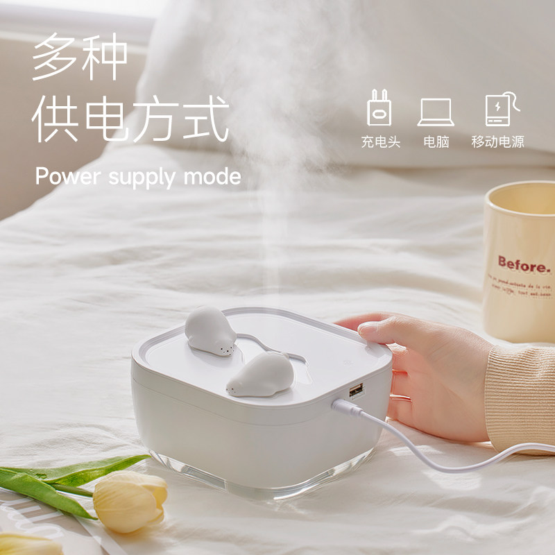 伴手礼冰川加湿器大水箱香薰小型家用卧室办公室桌带灯生日礼物