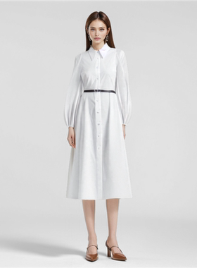 Christopher Bu设计师24秋季新品女士宫廷袖衬衫裙经典法式连衣裙