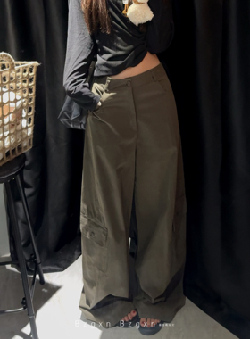 暴走高仙女175高个子114cm超长版180军绿色工装裤秋季阔腿休闲裤