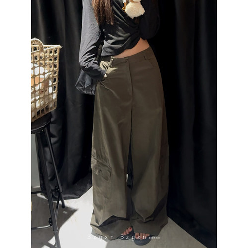 暴走高仙女175高个子114cm超长版180军绿色工装裤秋季阔腿休闲裤
