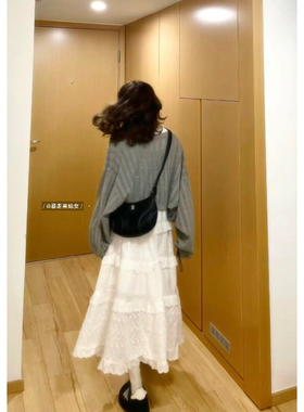 暴走高仙女175高个子加长白色蕾丝半身裙显瘦中长款a字蓬蓬蛋糕裙